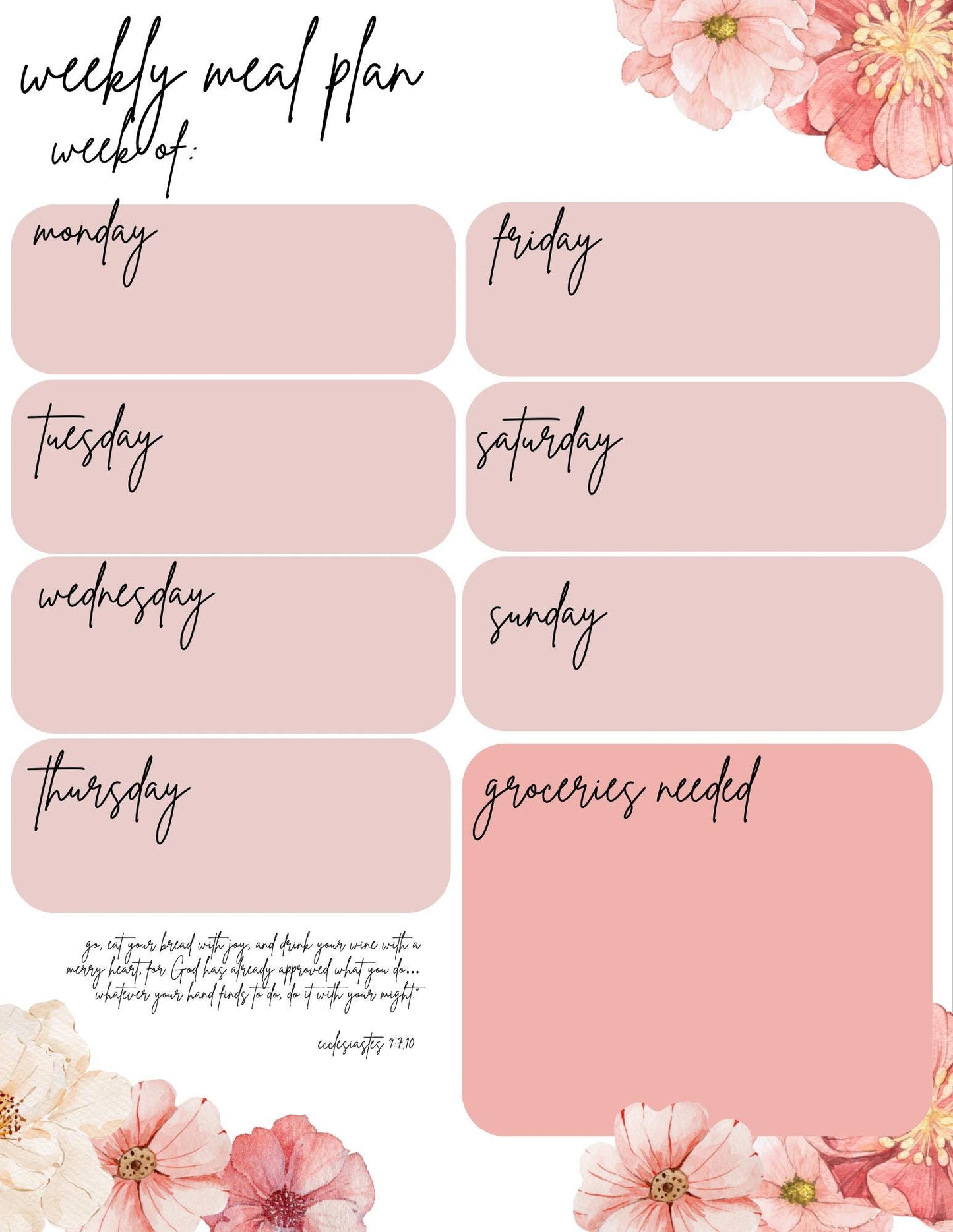 Weekly meal planner