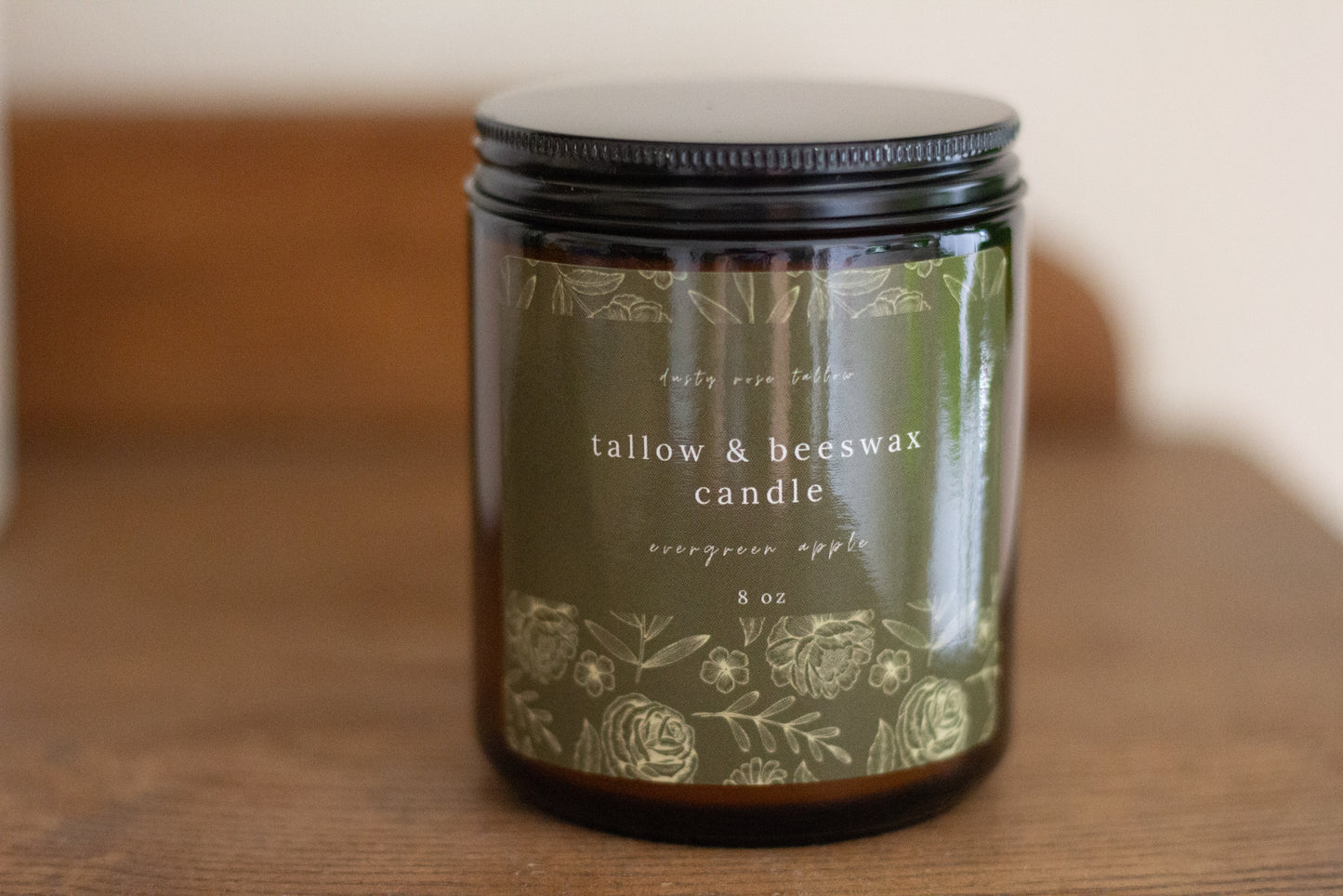tallow & beeswax candle - evergreen apple