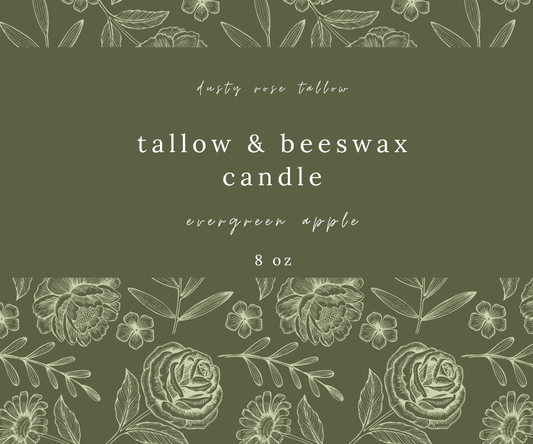 tallow & beeswax candle - evergreen apple